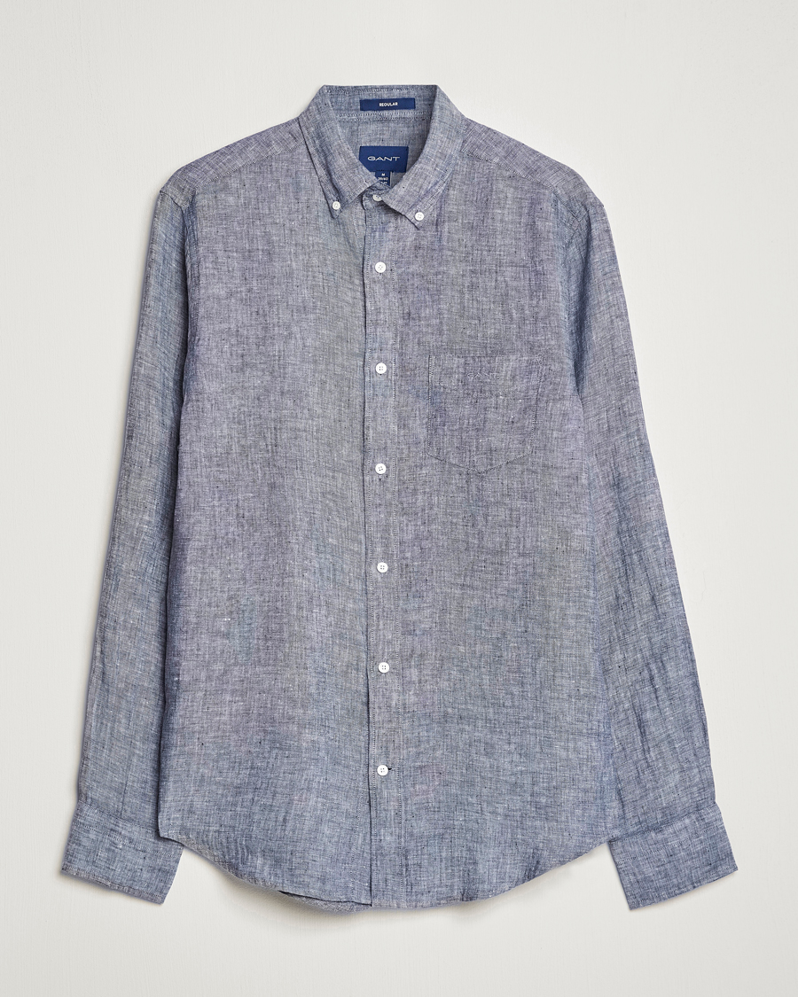 Herre | Skjorter | GANT | Regular Fit Linen Shirt Marine