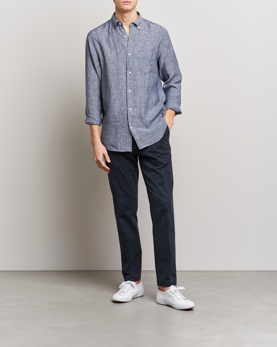 Herre | Skjorter | GANT | Regular Fit Linen Shirt Marine