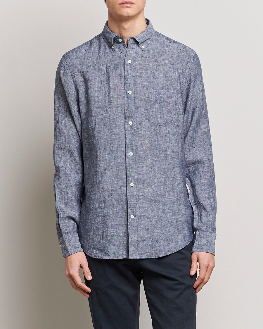 Herre | Skjorter | GANT | Regular Fit Linen Shirt Marine