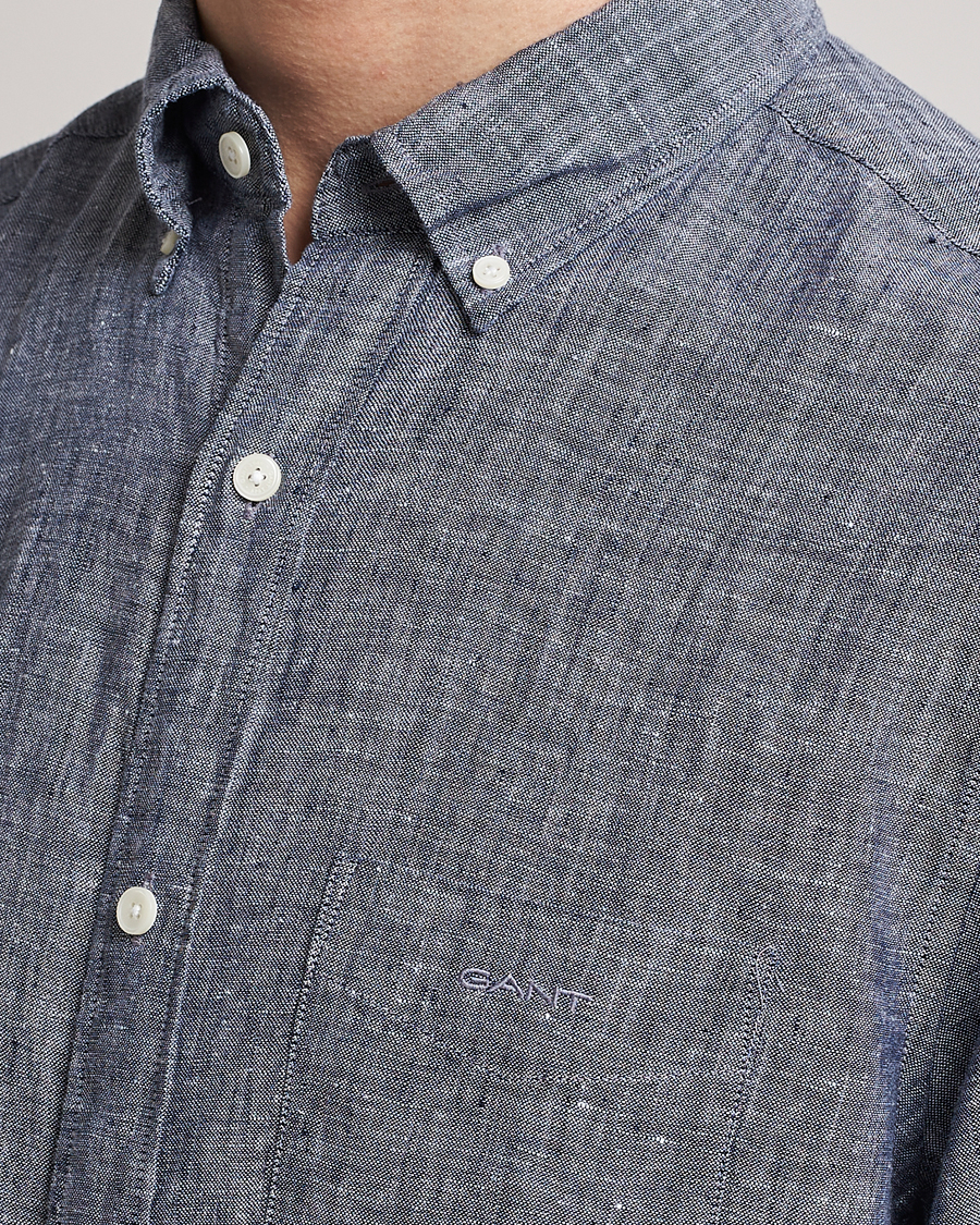 Herre | Skjorter | GANT | Regular Fit Linen Shirt Marine