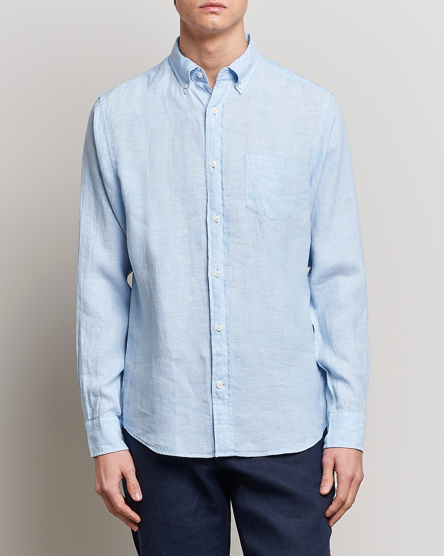 Herre | Hørskjorter | GANT | Regular Fit Linen Shirt Capri Blue
