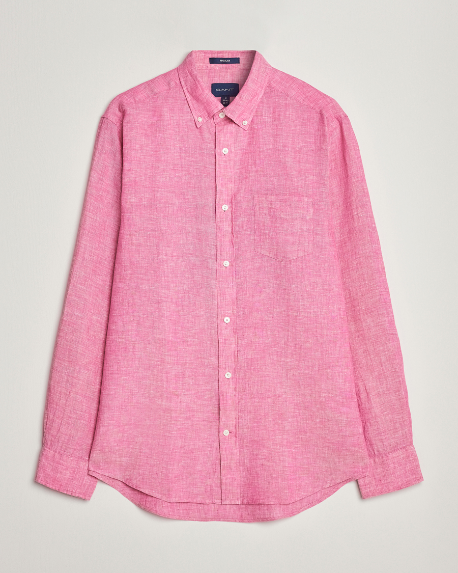 Herre | Skjorter | GANT | Regular Fit Linen Shirt Pink