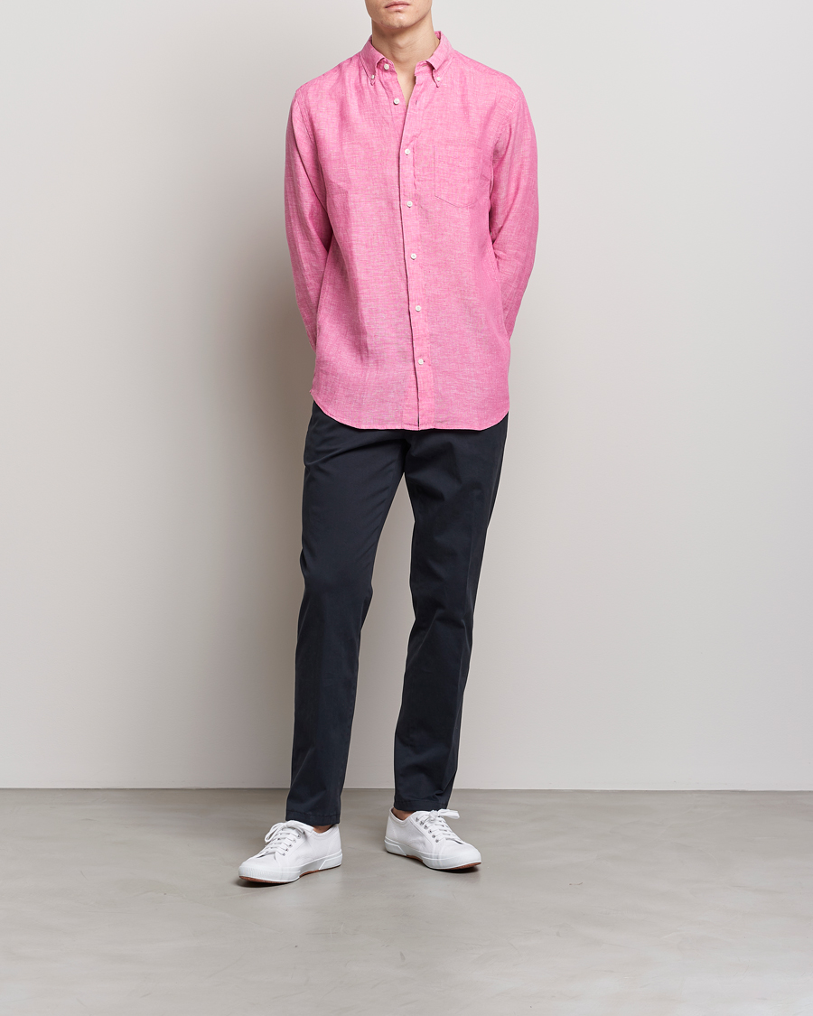 Herre | Skjorter | GANT | Regular Fit Linen Shirt Pink
