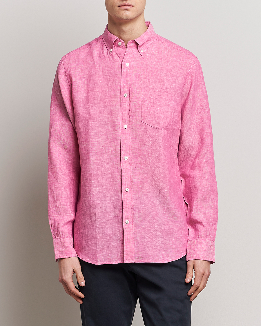 Herre | Hørskjorter | GANT | Regular Fit Linen Shirt Pink