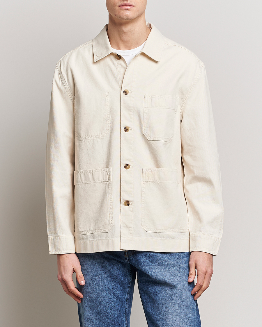 Herre | Overshirts | GANT | Garment Dyed Cotton/Linen Overshirt Ecru