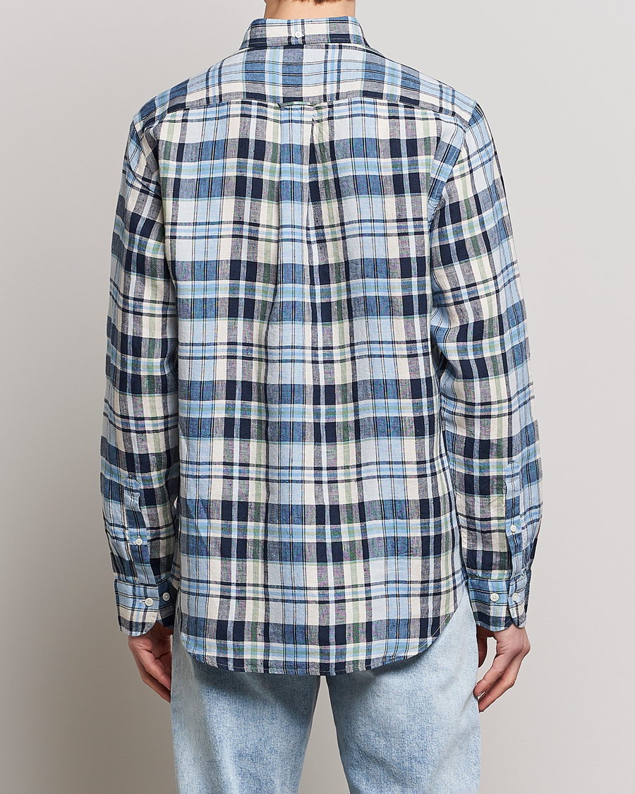 Herre | Skjorter | GANT | Regular Fit Linen Madras Checked Shirt Marine Multi