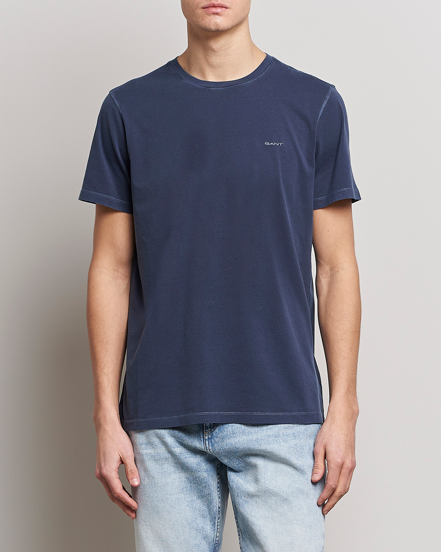 Herre | T-Shirts | GANT | Sunbleached T-Shirt Evening Blue
