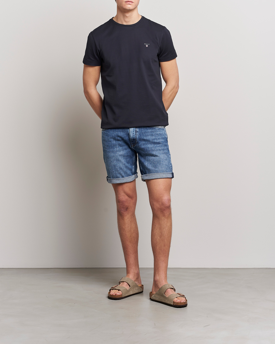 Herre | T-Shirts | GANT | Cotton Pique Crew Neck T-Shirt Black