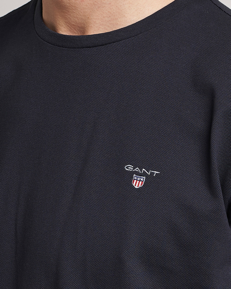 Herre | T-Shirts | GANT | Cotton Pique Crew Neck T-Shirt Black