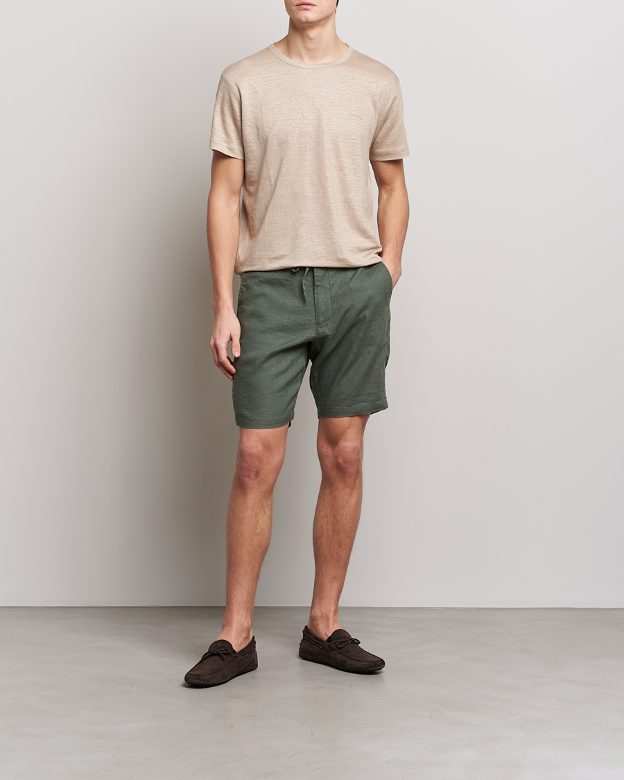 Herre | T-Shirts | GANT | Cotton/Linen Crew Neck T-Shirt Khaki Beige