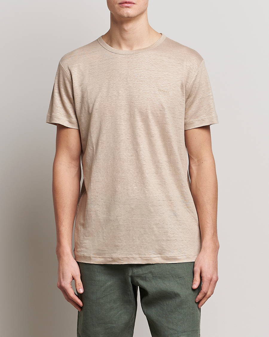 Herre |  | GANT | Cotton/Linen Crew Neck T-Shirt Khaki Beige