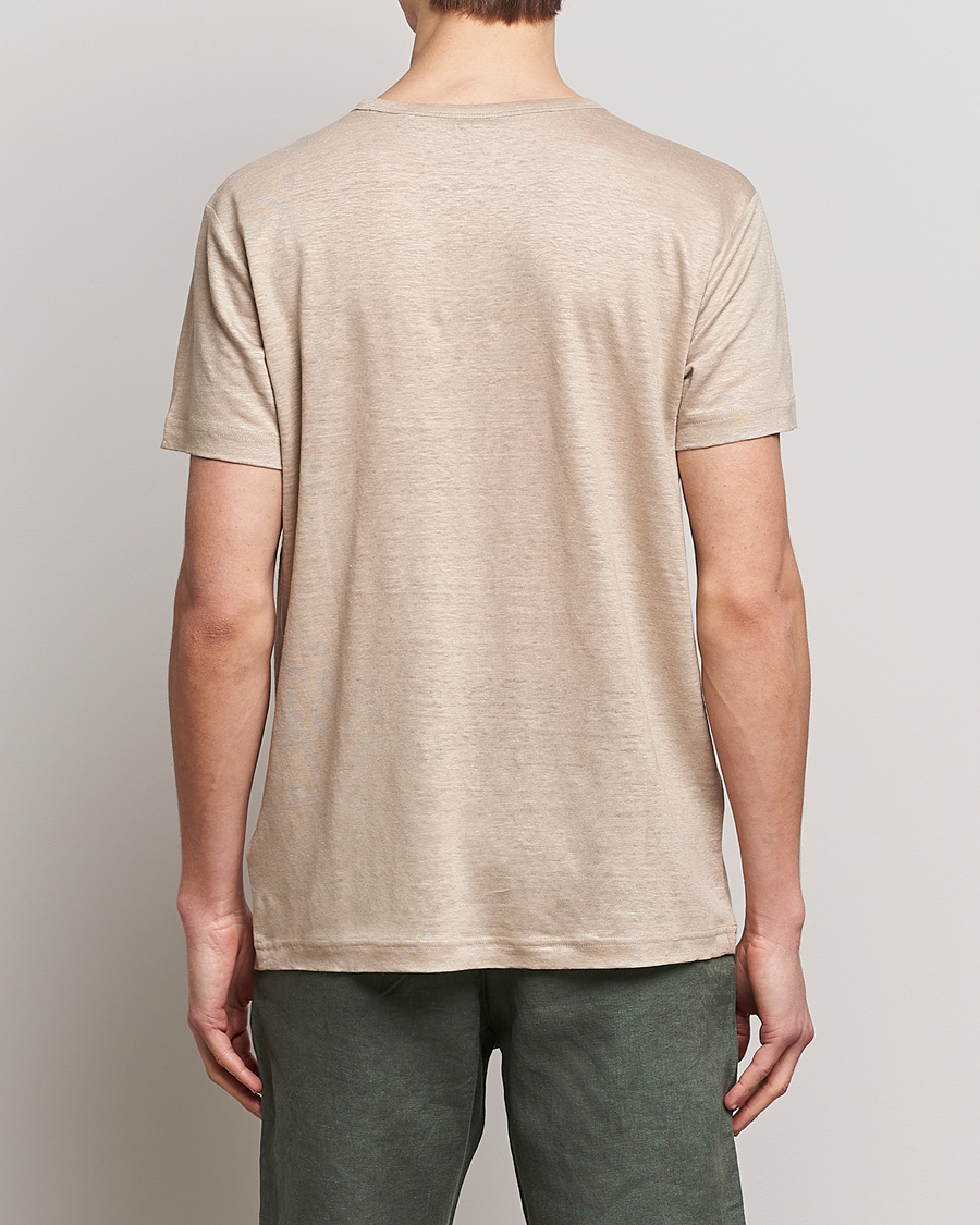 Herre | T-Shirts | GANT | Cotton/Linen Crew Neck T-Shirt Khaki Beige