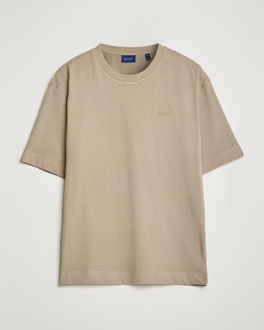 Herre | T-Shirts | GANT | Icon Crew Neck T-Shirt Taupe Beige