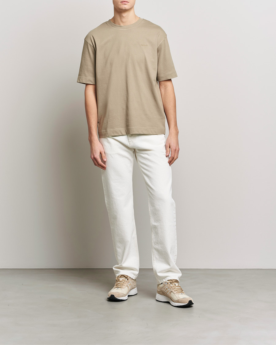Herre | T-Shirts | GANT | Icon Crew Neck T-Shirt Taupe Beige
