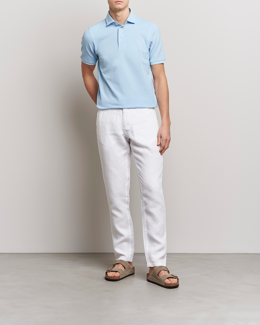 Herre | Polotrøjer | Gran Sasso | Washed Polo Light Blue