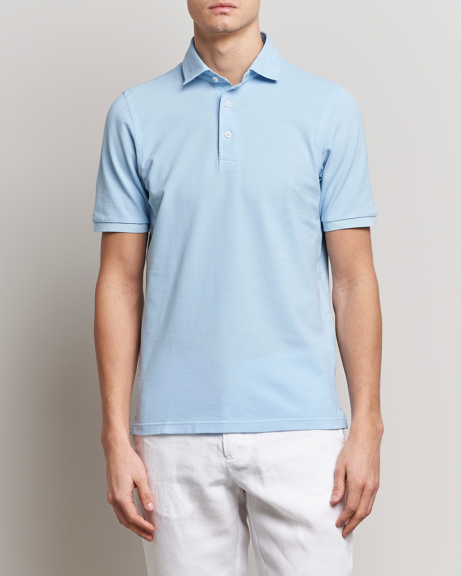 Herre | Italian Department | Gran Sasso | Washed Polo Light Blue