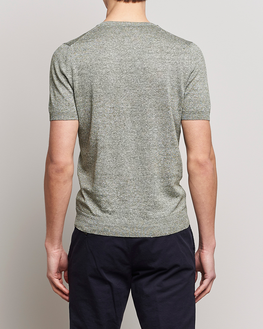 Herre | T-Shirts | Gran Sasso | Cotton/Linen Knitted Tee Green
