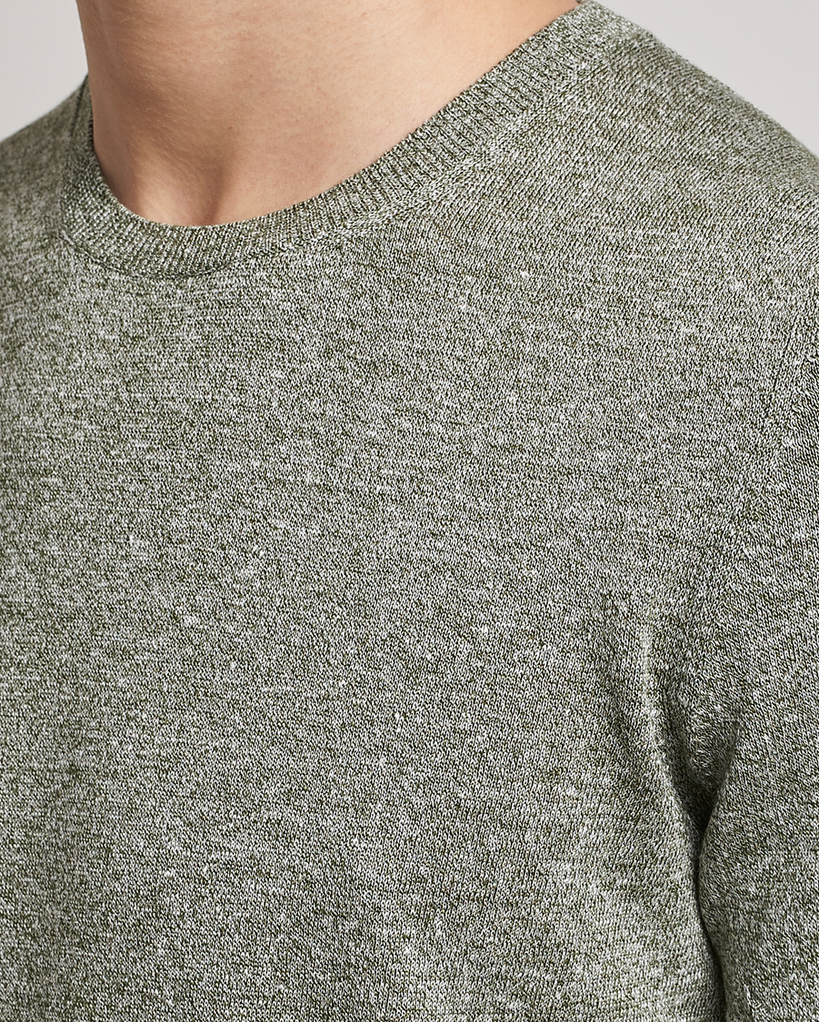 Herre | T-Shirts | Gran Sasso | Cotton/Linen Knitted Tee Green