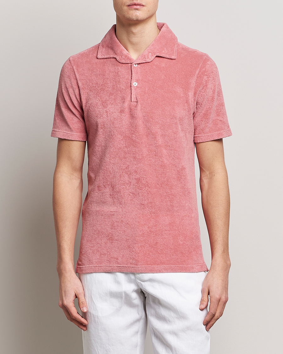Herre | Terry | Gran Sasso | Cotton Terry Polo Washed Pink