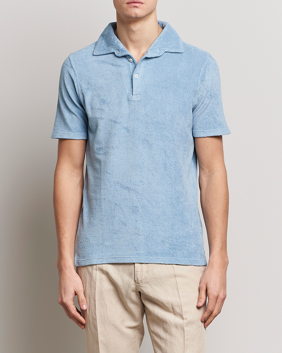 Herre | Polotrøjer | Gran Sasso | Cotton Terry Polo Light Blue