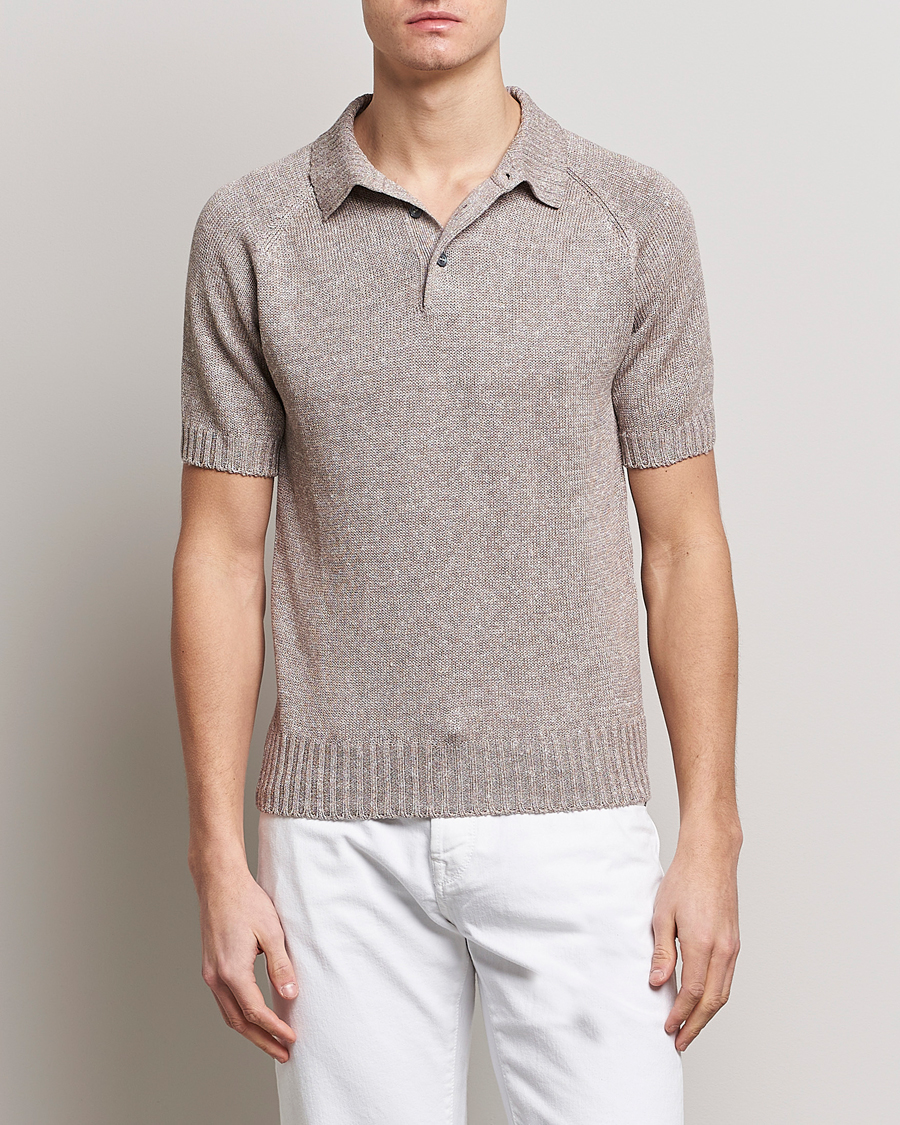 Herre | Gran Sasso | Gran Sasso | Cotton/Linen Knitted Polo Beige
