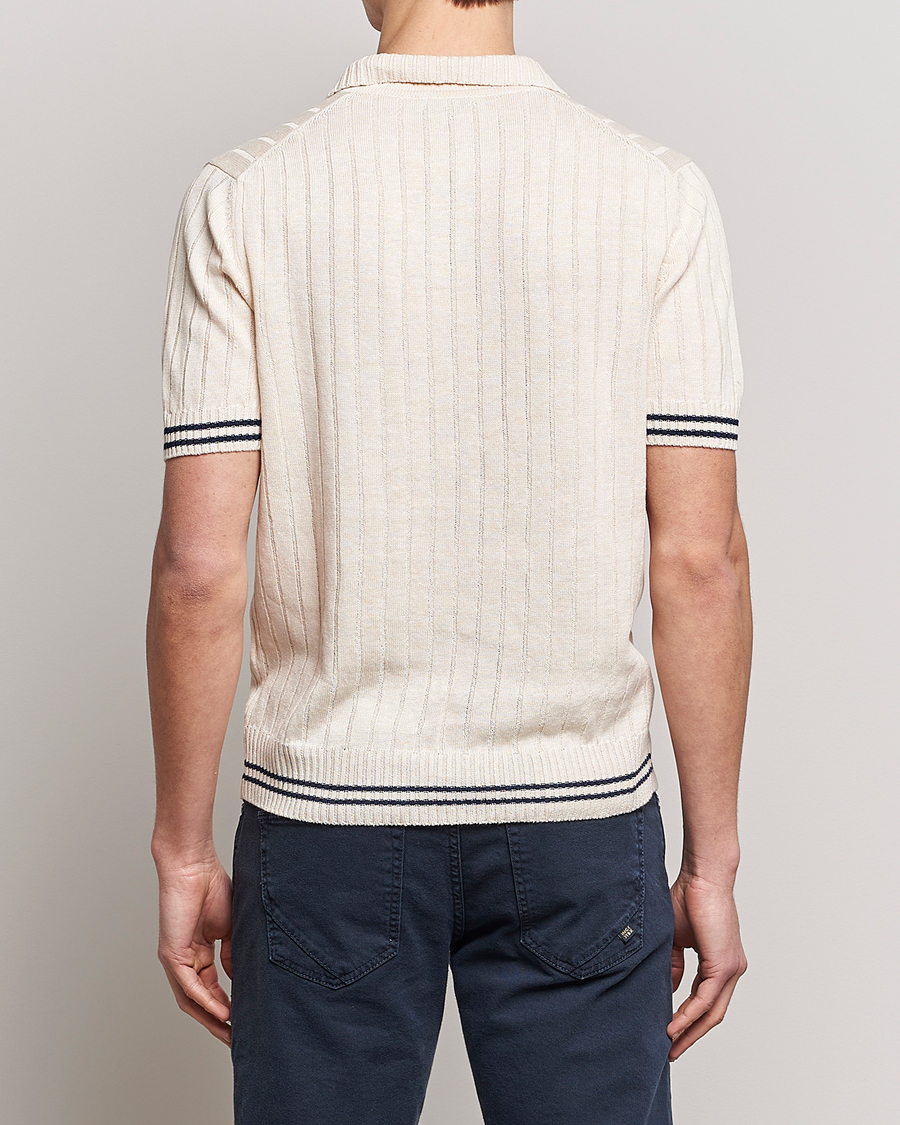 Herre | Polotrøjer | Gran Sasso | Cotton/Linen Structured Knitted Polo Cream