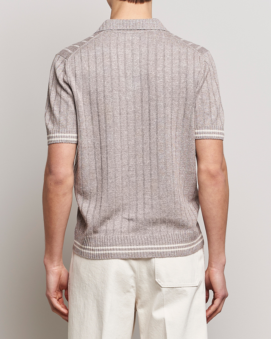 Herre | Polotrøjer | Gran Sasso | Cotton/Linen Structured Knitted Polo Beige