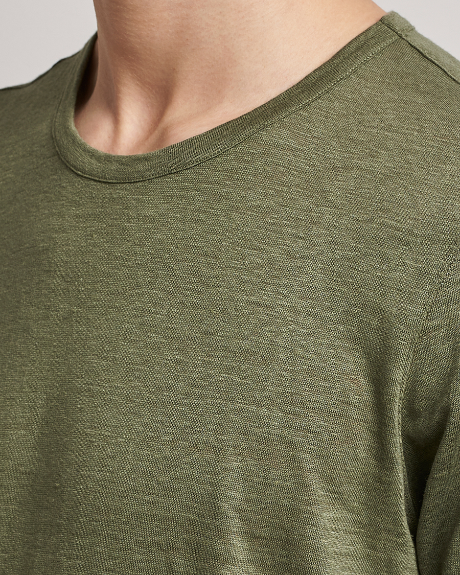 Herre | T-Shirts | Gran Sasso | Washed Linen Tee Olive