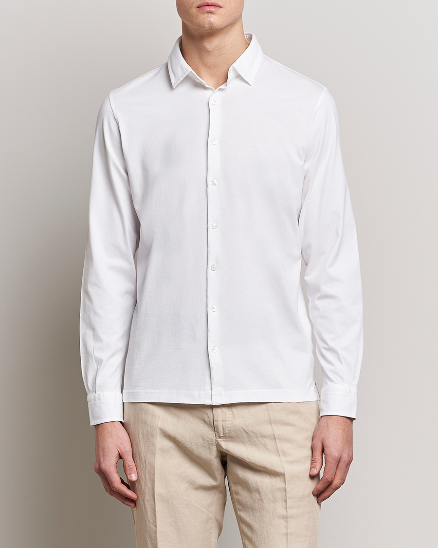 Herre | Poloskjorter | Gran Sasso | Washed Cotton Jersey Shirt White
