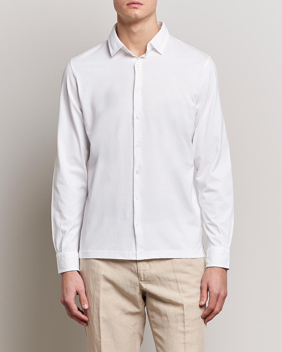 Herre | Skjorter | Gran Sasso | Washed Cotton Jersey Shirt White
