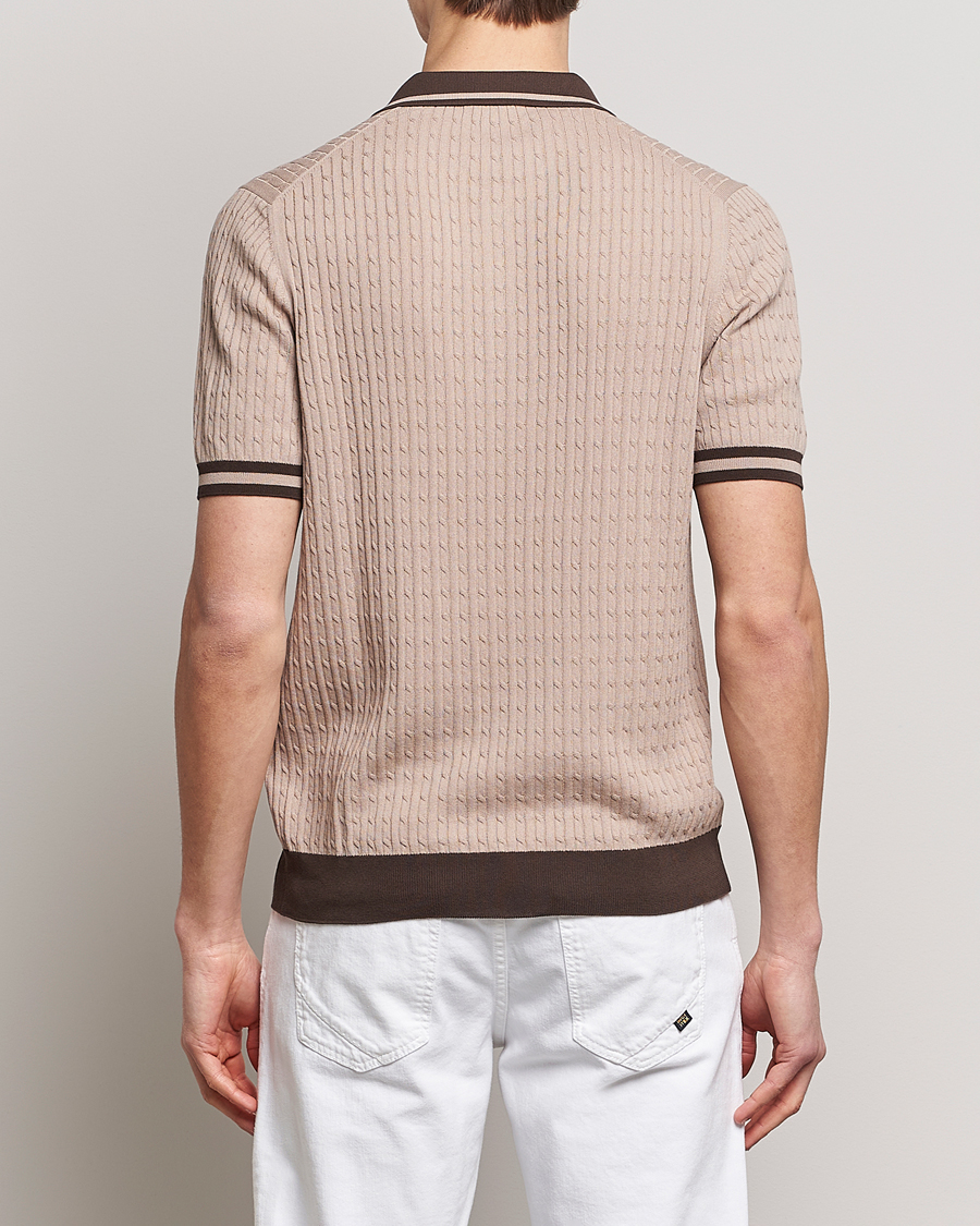 Herre | Polotrøjer | Gran Sasso | Cable Knitted Contrast Polo Beige