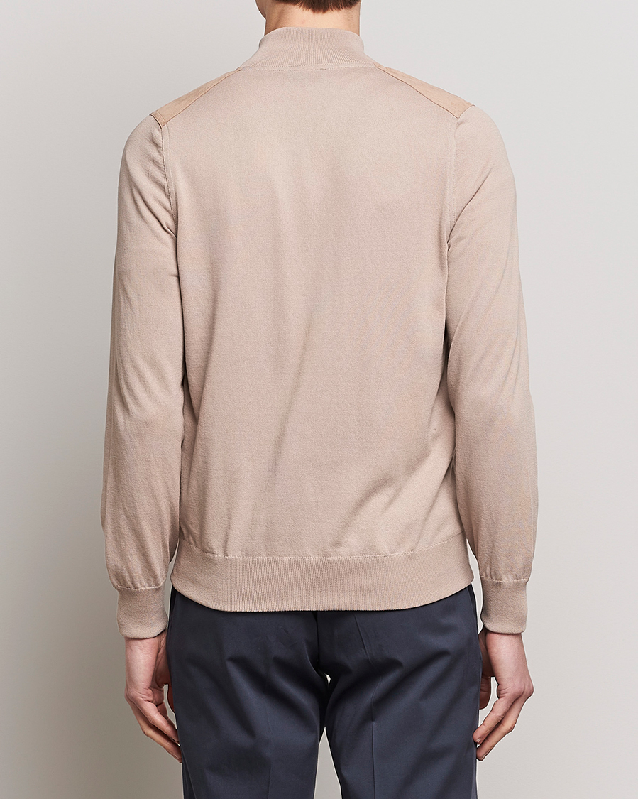 Herre | Trøjer | Gran Sasso | Knitted Cotton/Alcantara Full Zip Beige