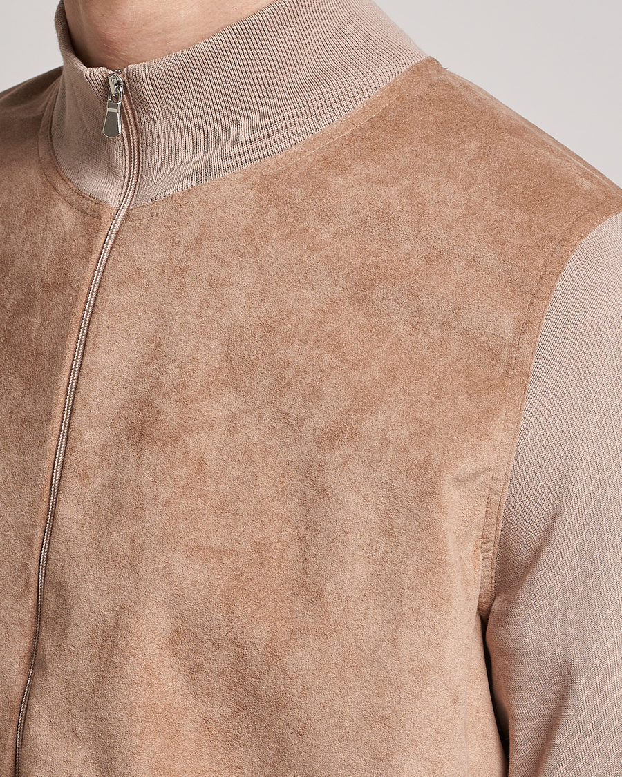 Herre | Trøjer | Gran Sasso | Knitted Cotton/Alcantara Full Zip Beige