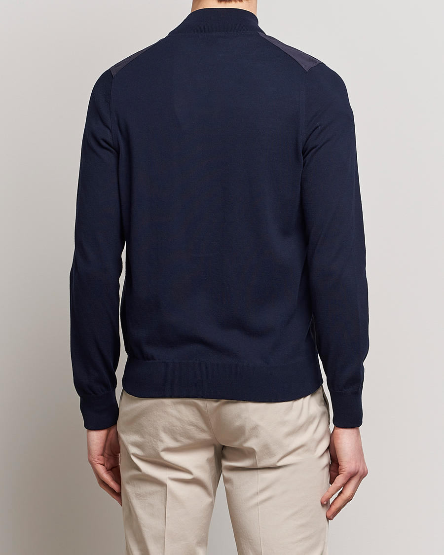 Herre | Trøjer | Gran Sasso | Knitted Cotton/Alcantara Full Zip Navy