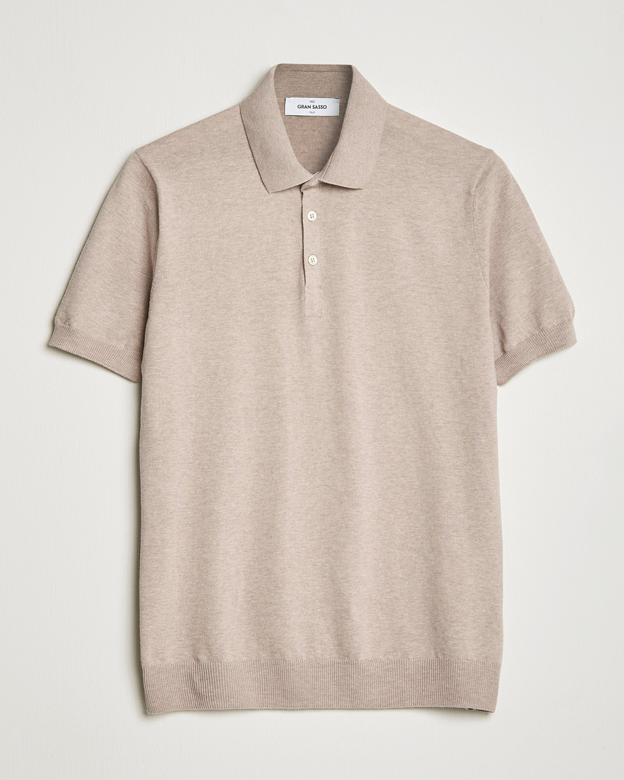 Herre |  | Gran Sasso | Cotton Knitted Polo Beige Melange