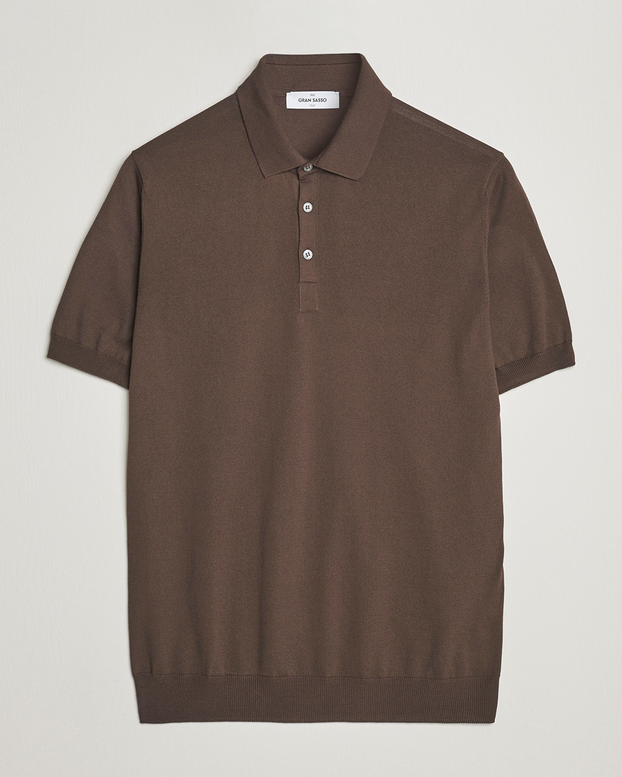 Herre | Polotrøjer | Gran Sasso | Cotton Knitted Polo Dark Brown