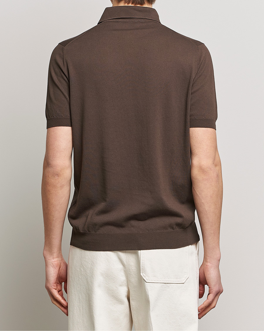 Herre | Polotrøjer | Gran Sasso | Cotton Knitted Polo Dark Brown