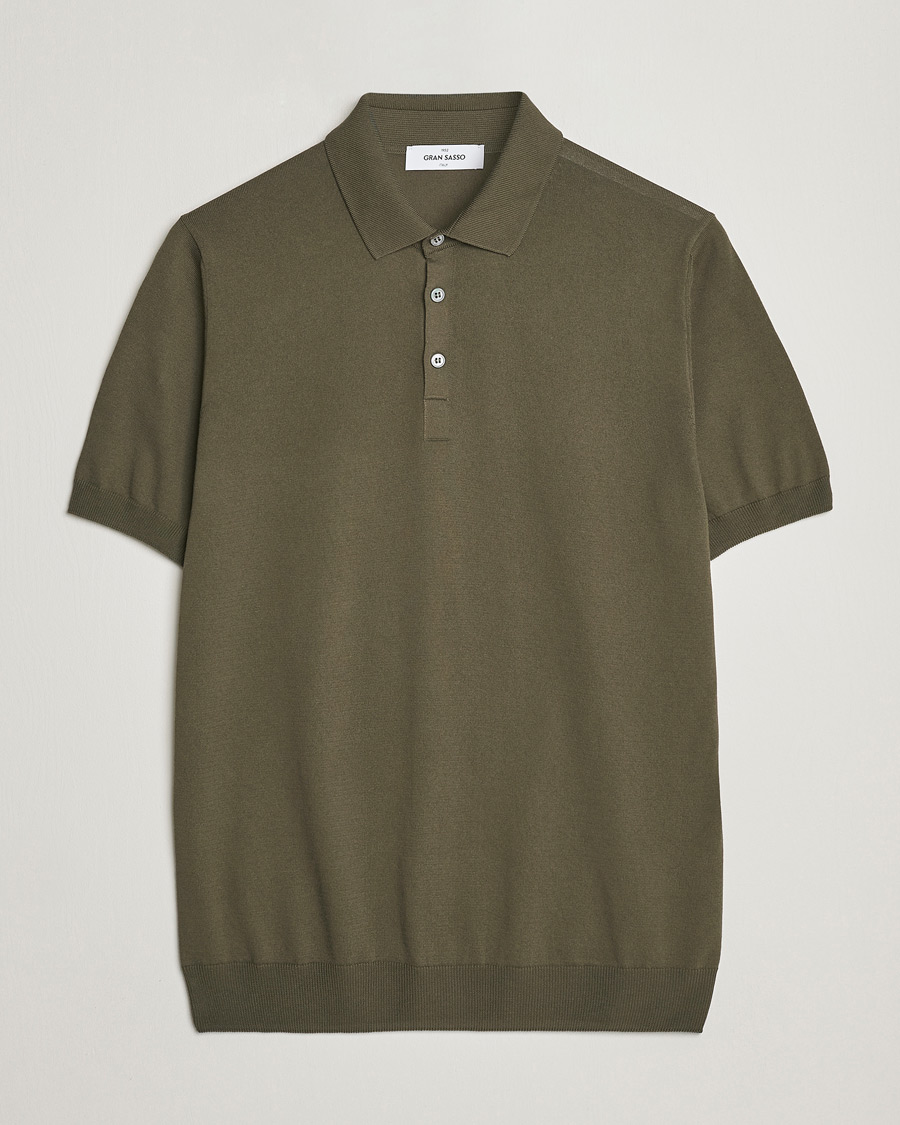 Herre | Polotrøjer | Gran Sasso | Cotton Knitted Polo Dark Olive