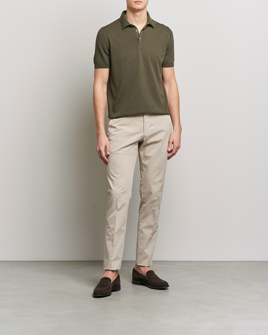 Herre | Polotrøjer | Gran Sasso | Cotton Knitted Polo Dark Olive
