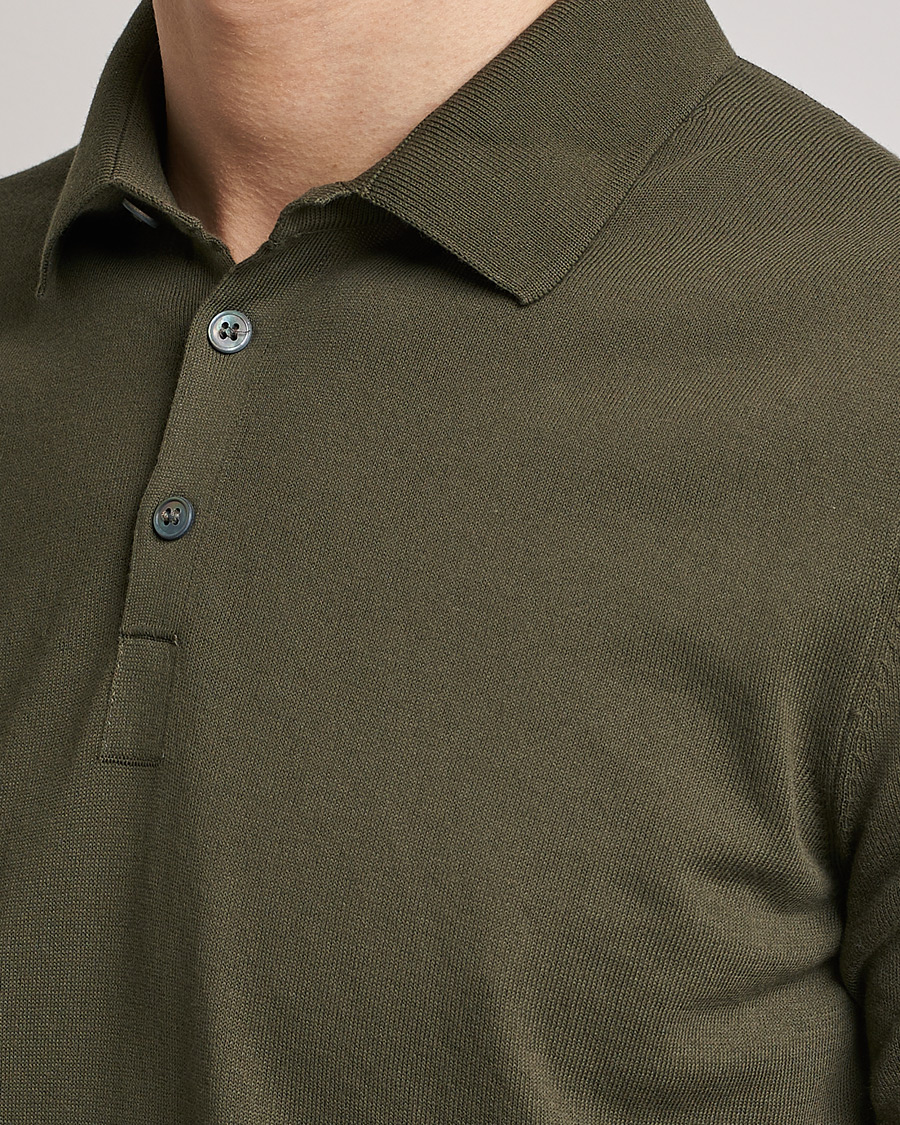 Herre | Polotrøjer | Gran Sasso | Cotton Knitted Polo Dark Olive