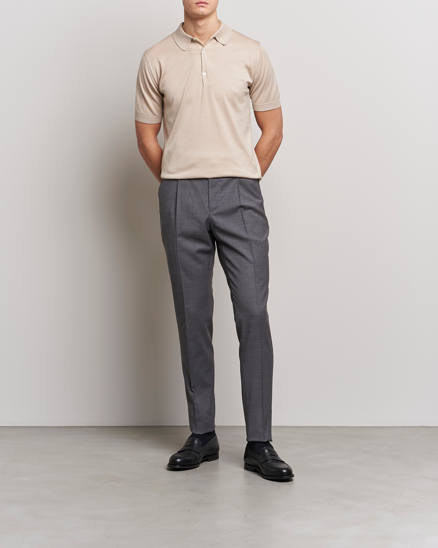 Herre | Polotrøjer | John Smedley | Adrian Slim Fit Sea Island Polo Almond