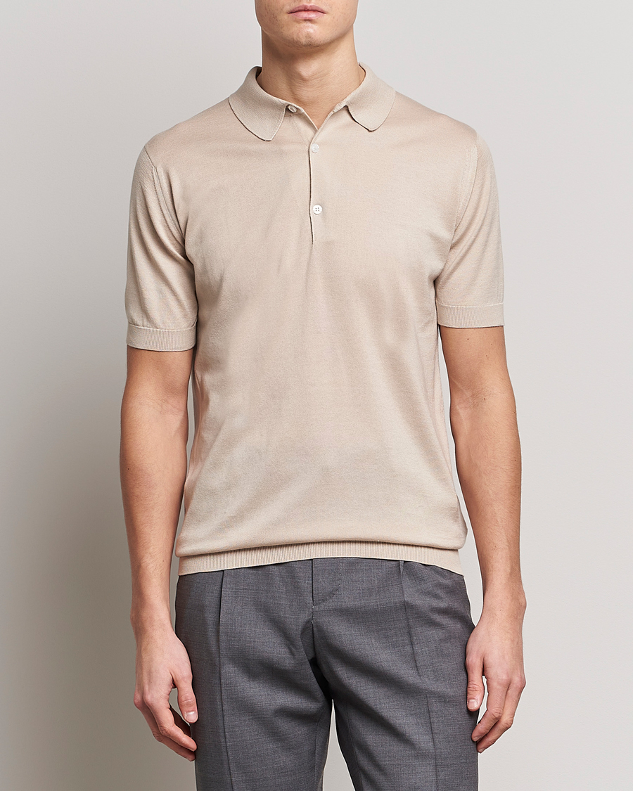 Herre | Polotrøjer | John Smedley | Adrian Slim Fit Sea Island Polo Almond