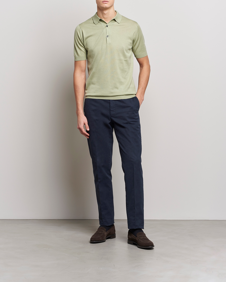Herre | Polotrøjer | John Smedley | Adrian Slim Fit Sea Island Polo Desert Green