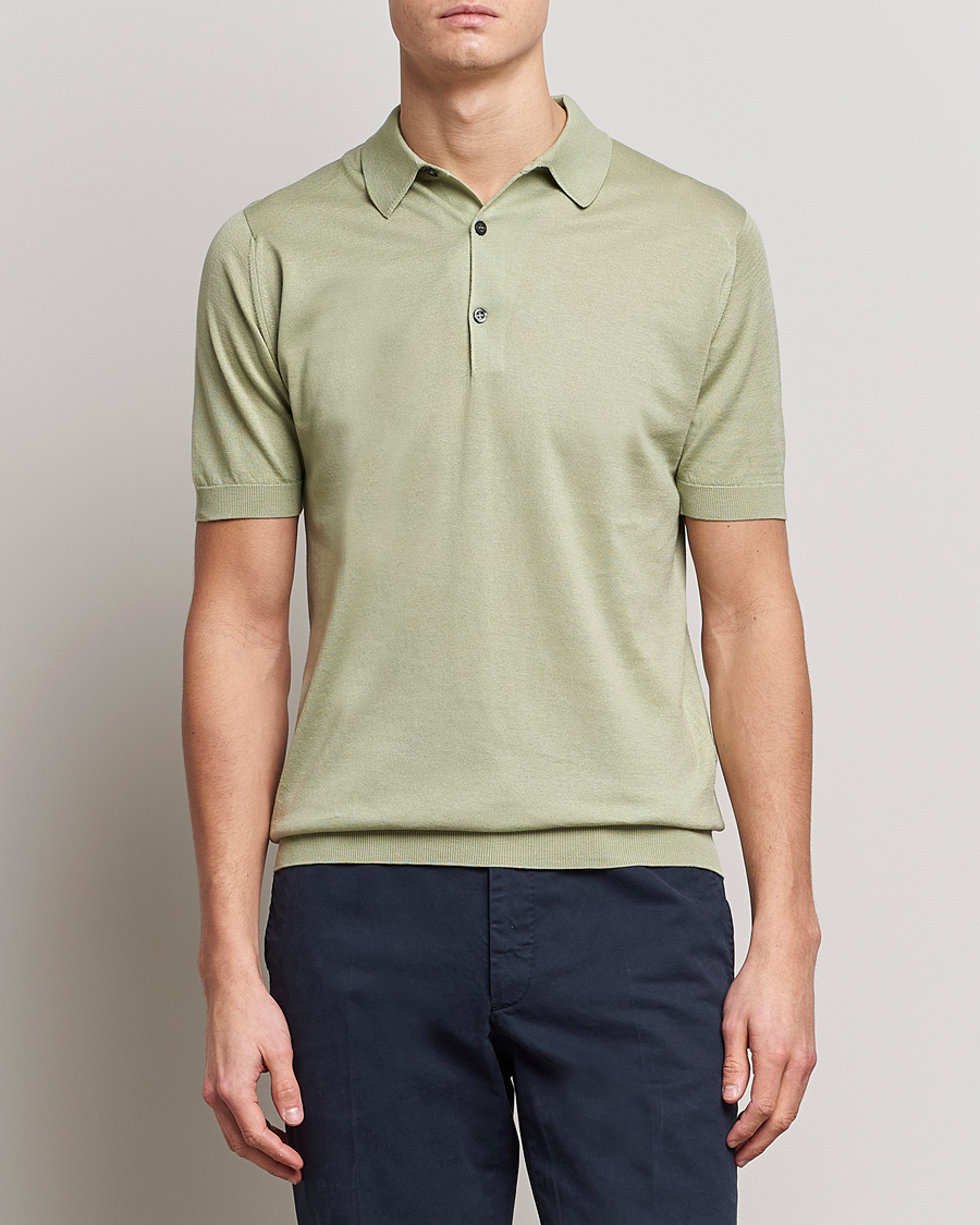 Herre | Polotrøjer | John Smedley | Adrian Slim Fit Sea Island Polo Desert Green