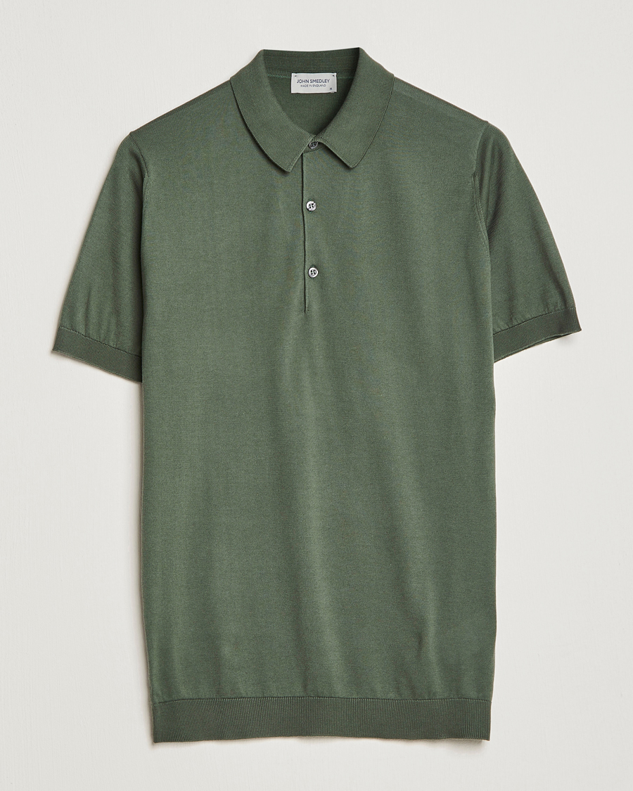 Herre | Polotrøjer | John Smedley | Adrian Slim Fit Sea Island Polo Palm Green