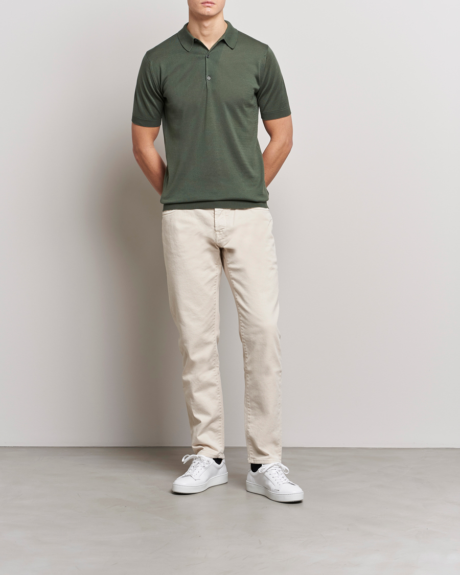 Herre | Polotrøjer | John Smedley | Adrian Slim Fit Sea Island Polo Palm Green