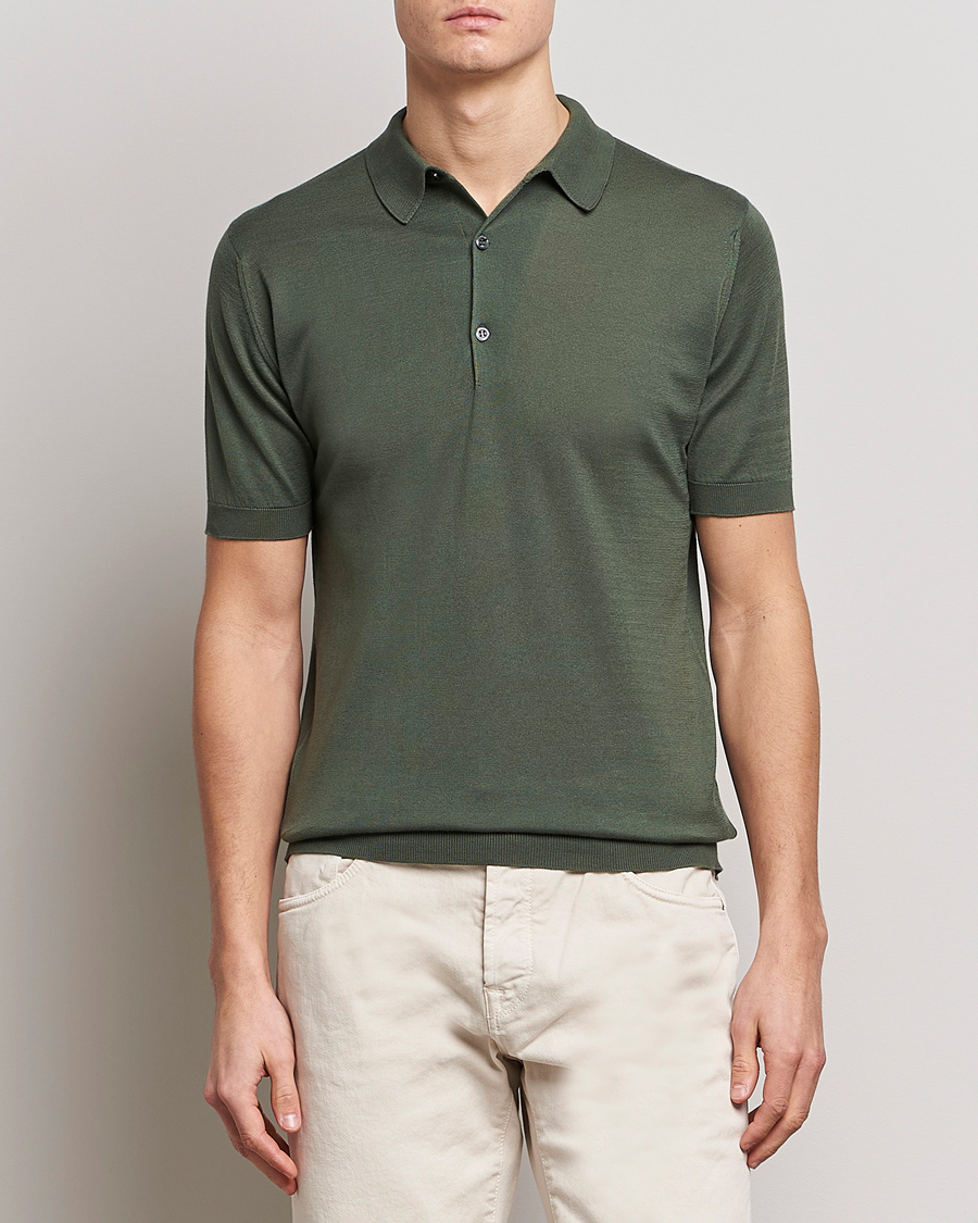 Herr |  | John Smedley | Adrian Slim Fit Sea Island Polo Palm Green