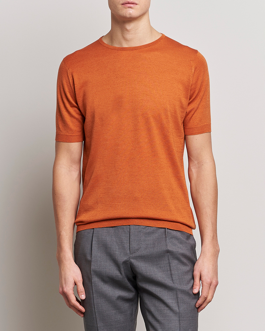 Herre |  | John Smedley | Belden Wool/Cotton T-Shirt Amber