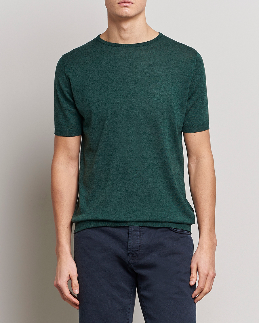 Herre |  | John Smedley | Belden Wool/Cotton T-Shirt Bottle Green