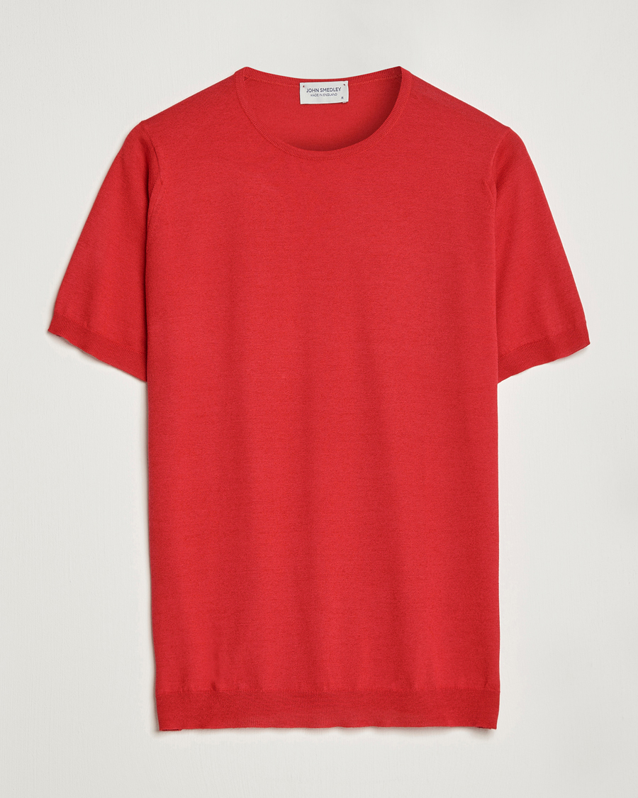 Herre | T-Shirts | John Smedley | Belden Wool/Cotton T-Shirt Ruby